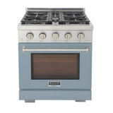 Kucht Professional 30" 4.2 cu. ft. Propane Gas Range in Light Blue with Silver Accents - KFX300/LP-LB