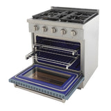 Kucht Professional 30" 4.2 cu. ft. Natural Gas Range in Light Blue with Silver Accents - KFX300-LB