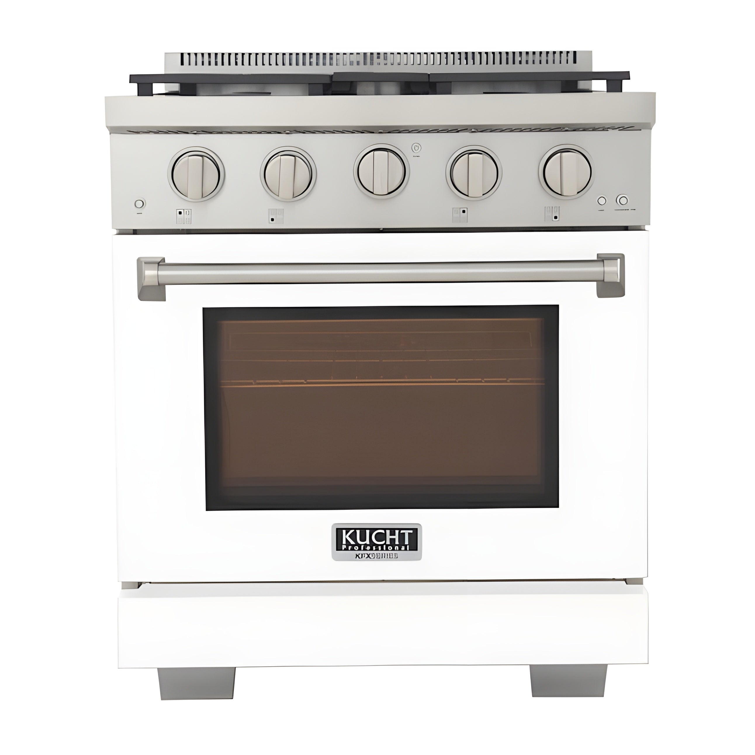 Kucht Professional 30" 4.2 cu. ft. Natural Gas Range in White with Silver Accents - KFX300-W