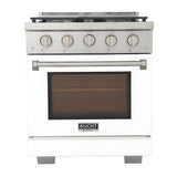 Kucht Professional 30" 4.2 cu. ft. Propane Gas Range in White with Silver Accents - KFX300/LP-W