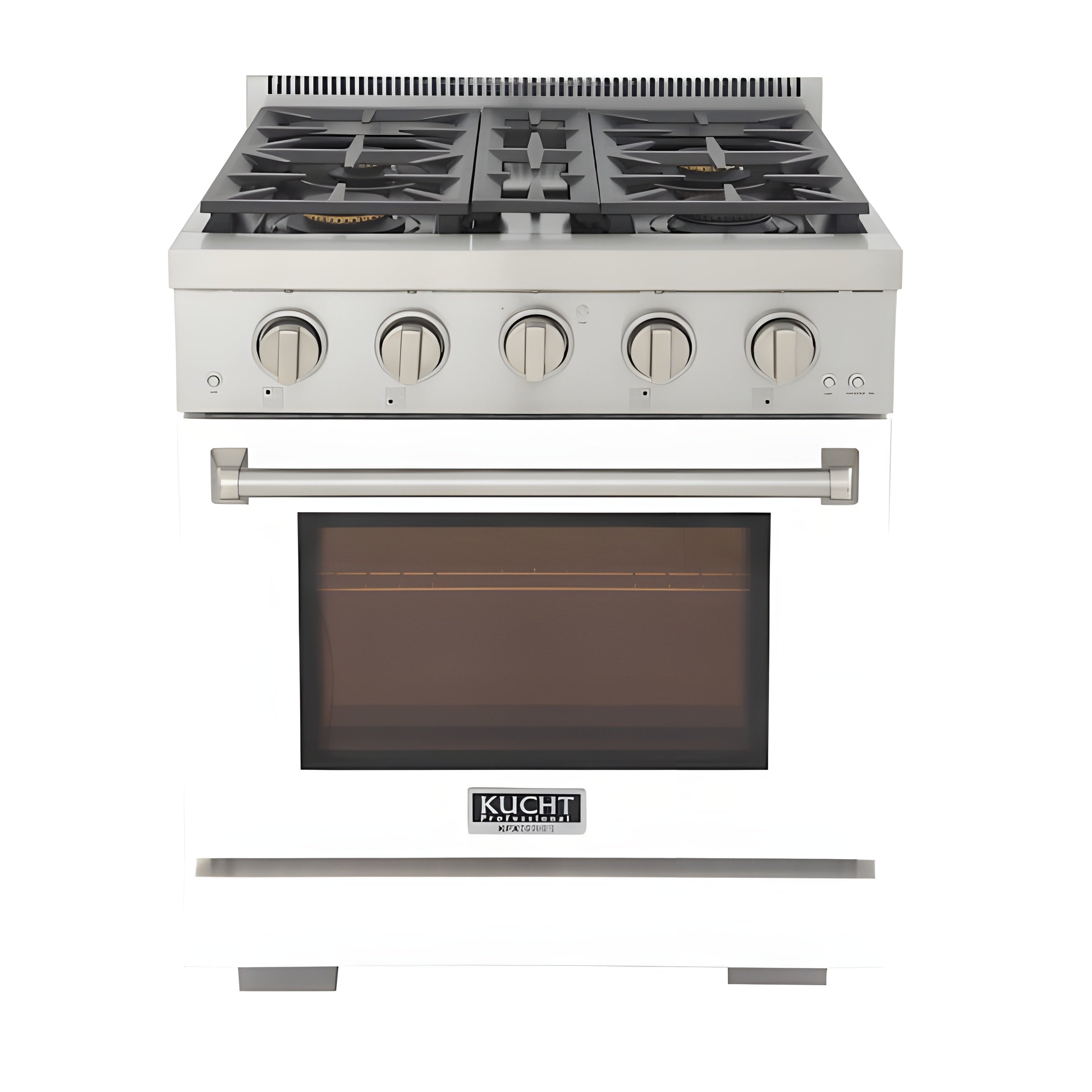 Kucht Professional 30" 4.2 cu. ft. Natural Gas Range in White with Silver Accents - KFX300-W