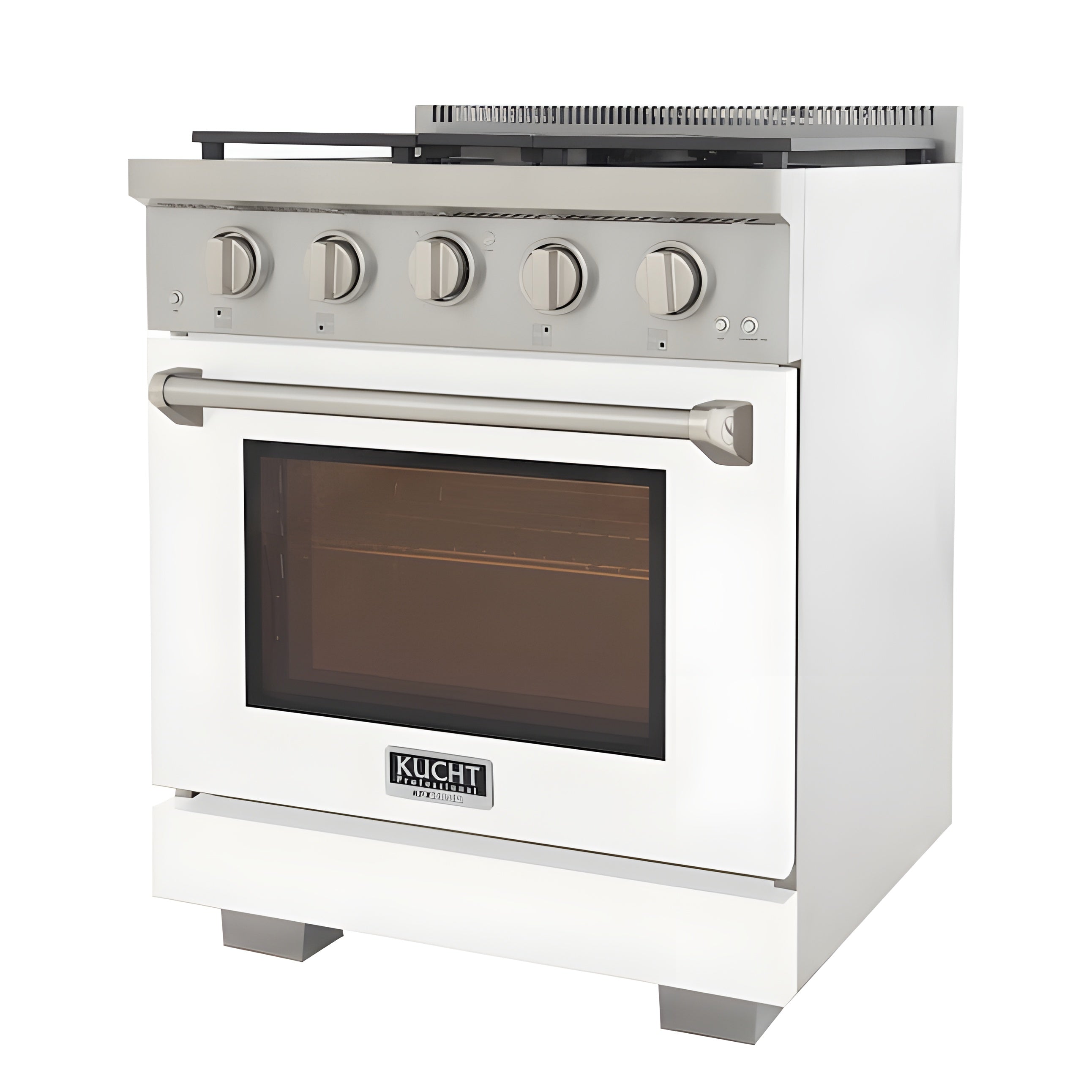 Kucht Professional 30" 4.2 cu. ft. Natural Gas Range in White with Silver Accents - KFX300-W