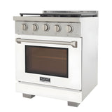 Kucht Professional 30" 4.2 cu. ft. Propane Gas Range in White with Silver Accents - KFX300/LP-W