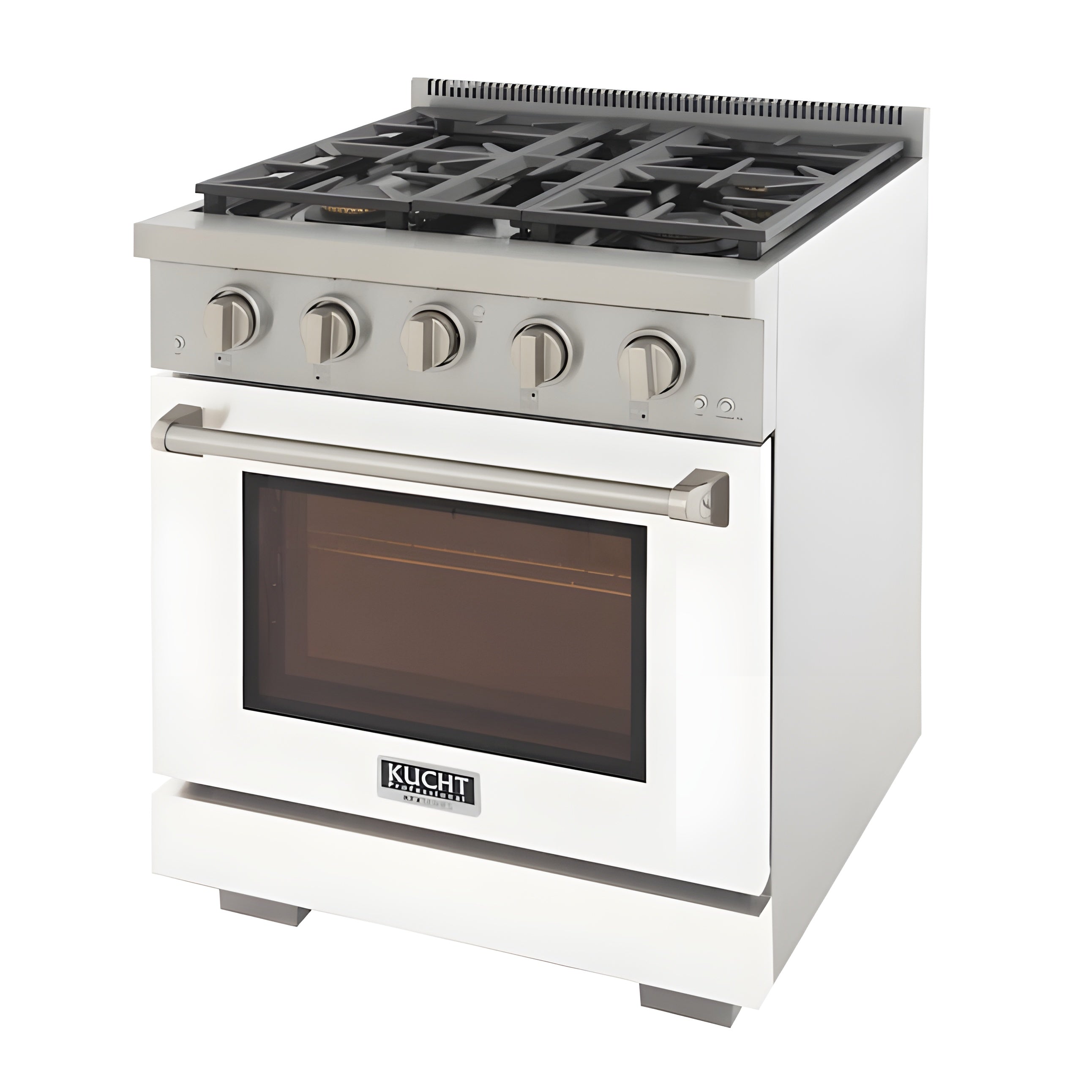 Kucht Professional 30" 4.2 cu. ft. Natural Gas Range in White with Silver Accents - KFX300-W