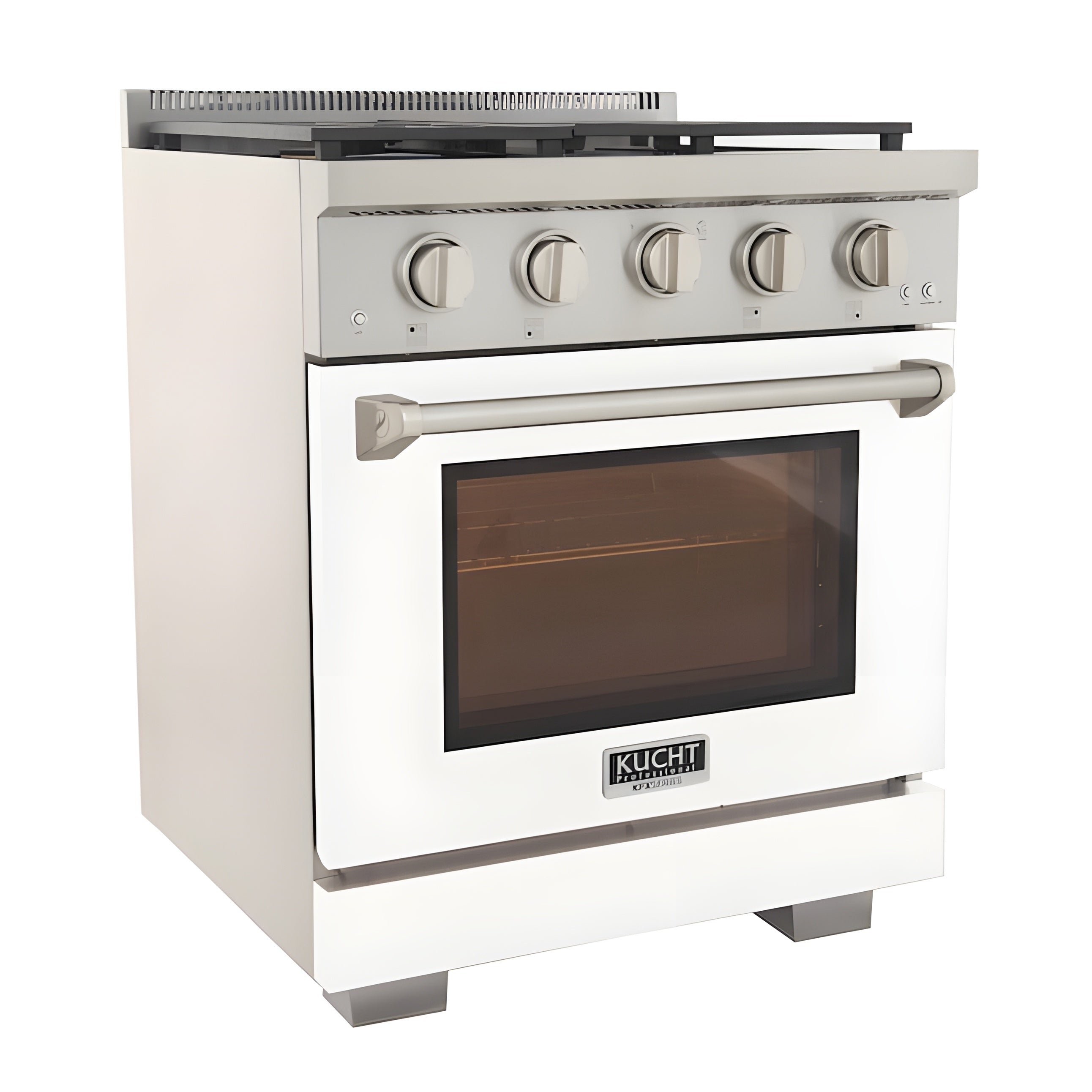 Kucht Professional 30" 4.2 cu. ft. Natural Gas Range in White with Silver Accents - KFX300-W