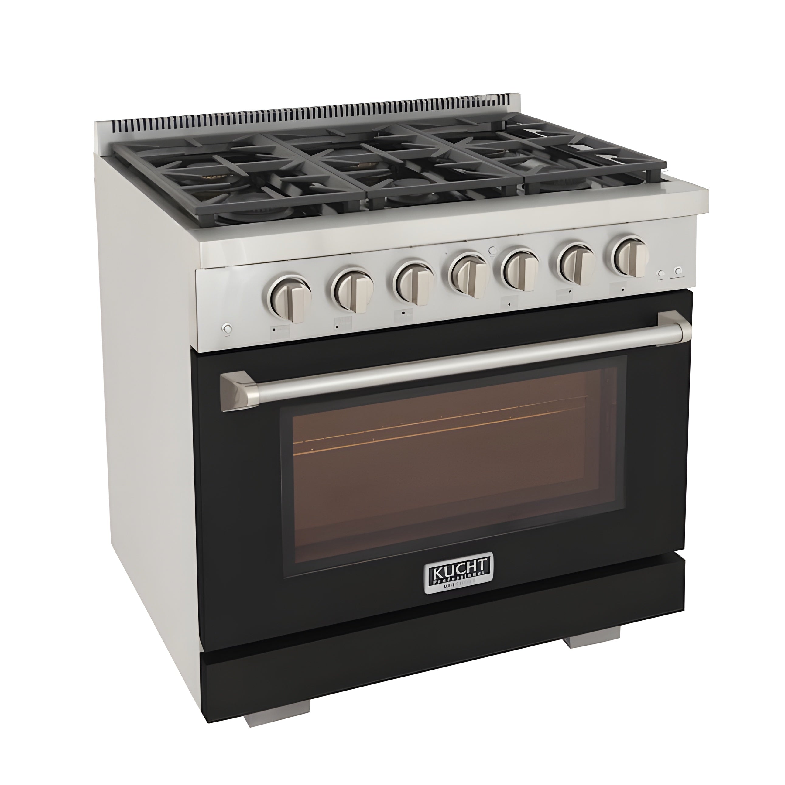 Kucht Professional 36" 5.2 cu. ft. Propane Gas Range in Black with True Simmer Burners - KFX3600X/LP-BK