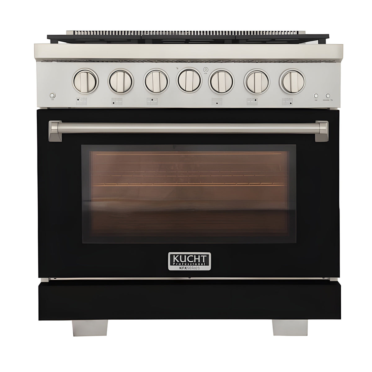 Kucht Professional 36" 5.2 cu. ft. Natural Gas Range in Black with Silver Accents - KFX360-BK