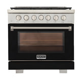 Kucht Professional 36" 5.2 cu. ft. Natural Gas Range in Black with Silver Accents - KFX360-BK