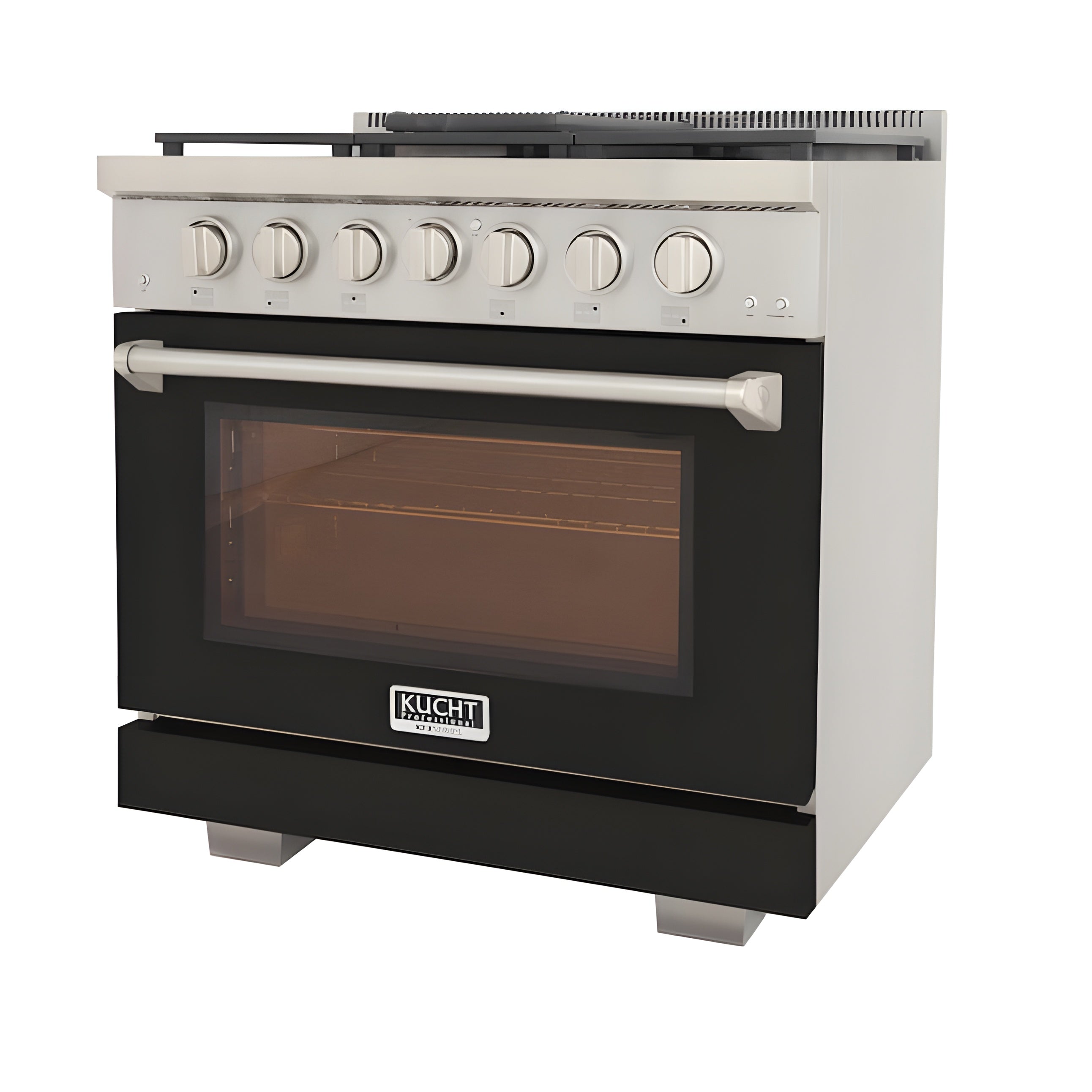 Kucht Professional 36" 5.2 cu. ft. Natural Gas Range in Black with Silver Accents - KFX360-BK