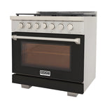 Kucht Professional 36" 5.2 cu. ft. Propane Gas Range in Black with True Simmer Burners - KFX3600X/LP-BK