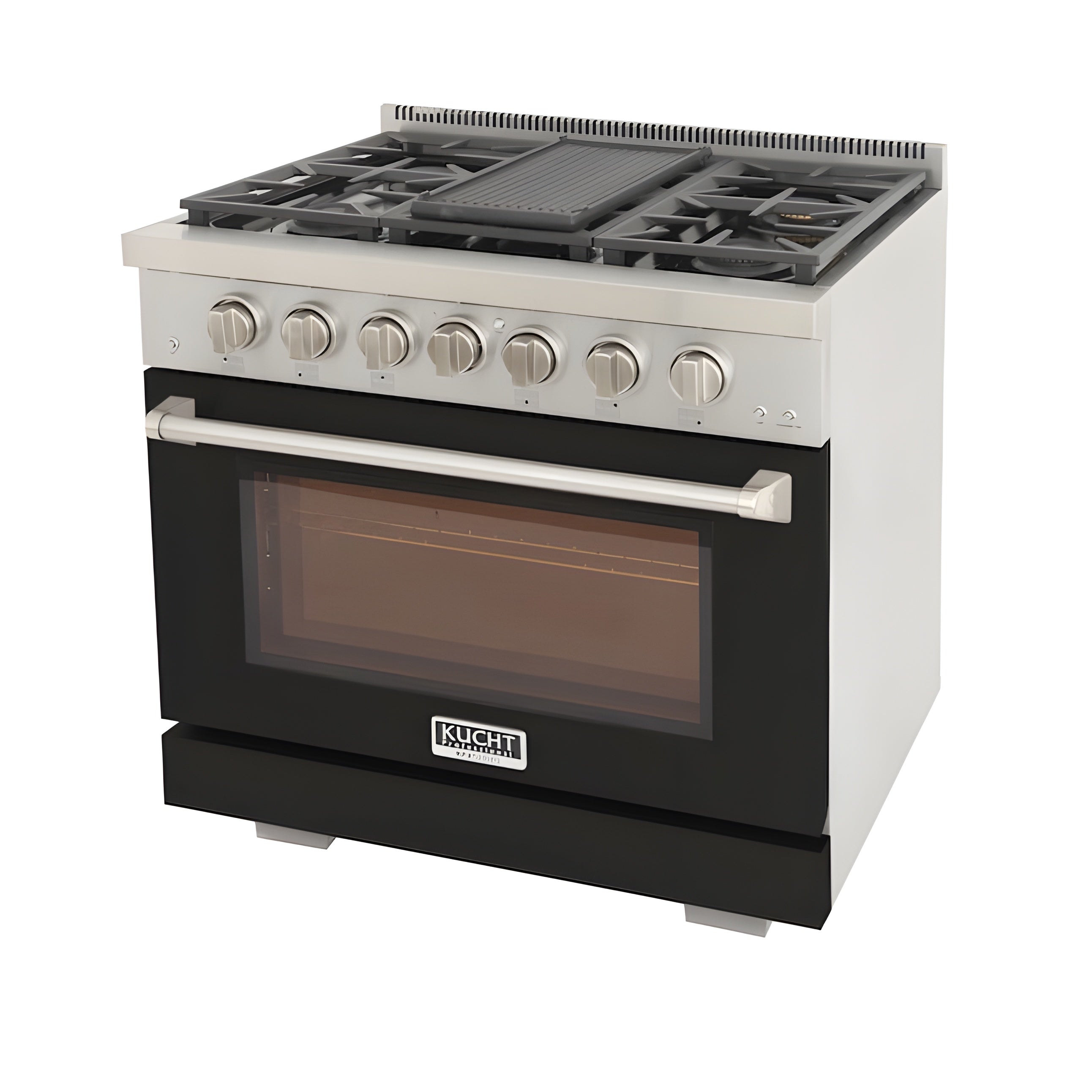 Kucht Professional 36" 5.2 cu. ft. Natural Gas Range in Black with Silver Accents - KFX360-BK