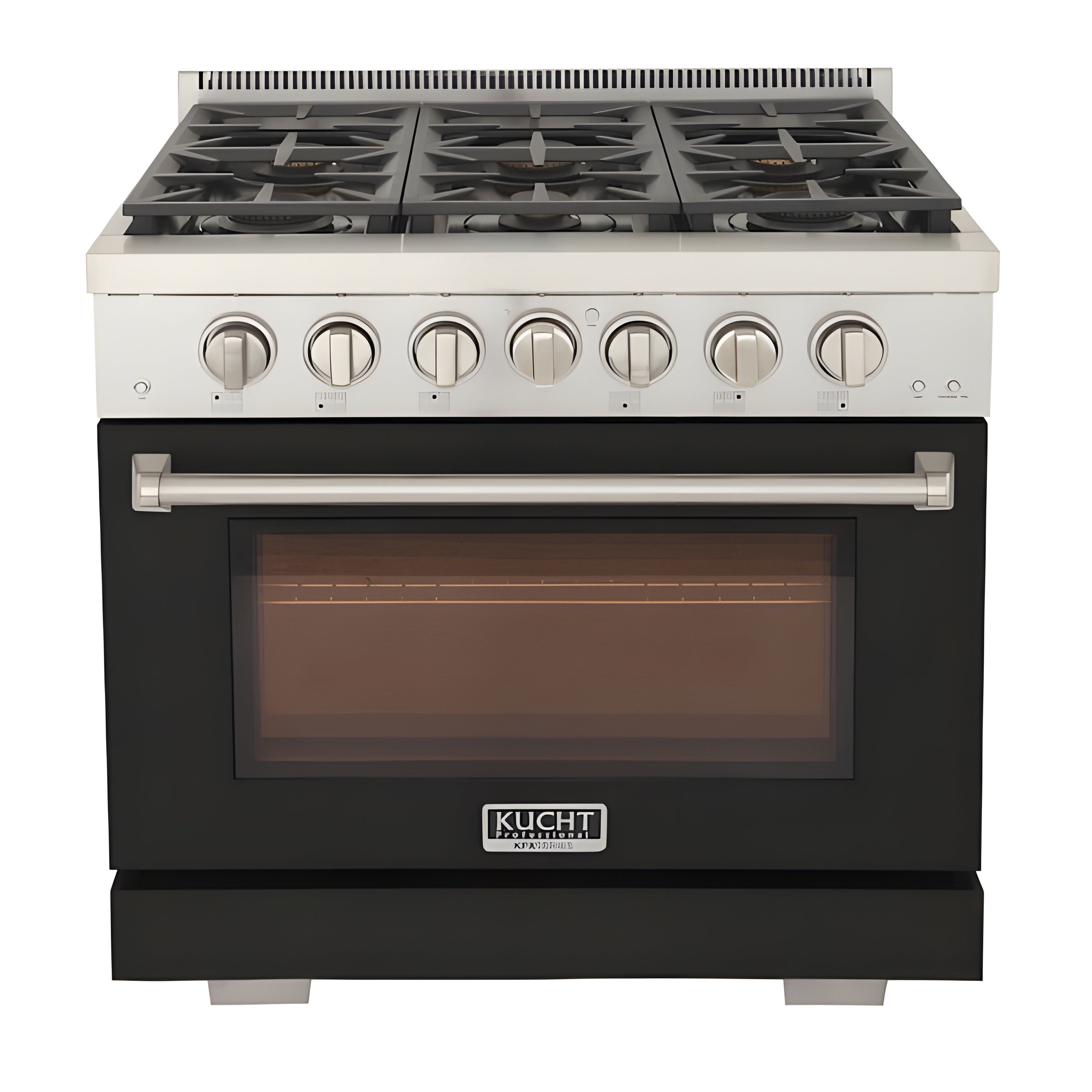 Kucht Professional 36" 5.2 cu. ft. Propane Gas Range in Black with True Simmer Burners - KFX3600X/LP-BK