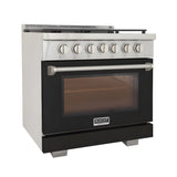 Kucht Professional 36" 5.2 cu. ft. Propane Gas Range in Black with True Simmer Burners - KFX3600X/LP-BK