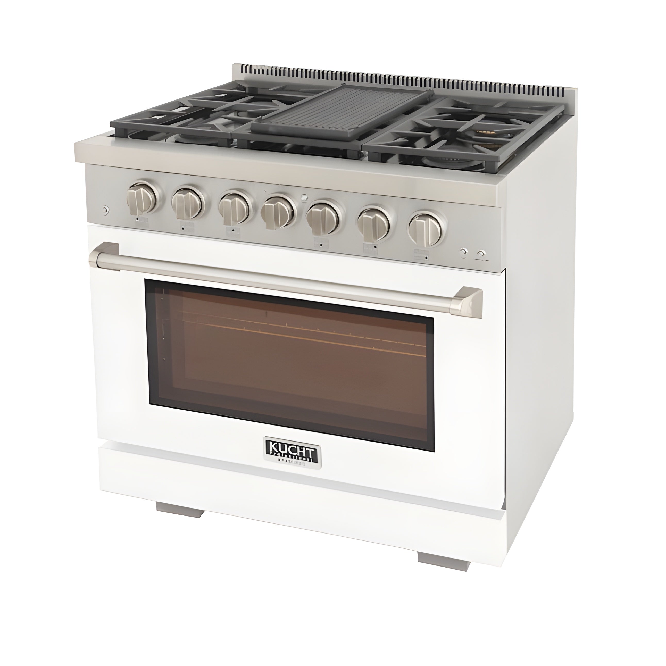 Kucht Professional 36" 5.2 cu. ft. Natural Gas Range in White with Silver Accents - KFX360-W