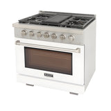 Kucht Professional 36" 5.2 cu. ft. Propane Gas Range in White with True Simmer Burners - KFX3600X/LP-W