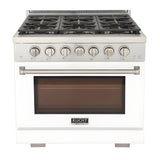 Kucht Professional 36" 5.2 cu. ft. Propane Gas Range in White with True Simmer Burners - KFX3600X/LP-W