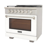 Kucht Professional 36" 5.2 cu. ft. Propane Gas Range in White with True Simmer Burners - KFX3600X/LP-W