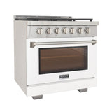 Kucht Professional 36" 5.2 cu. ft. Natural Gas Range in White with True Simmer Burners - KFX3600X-W