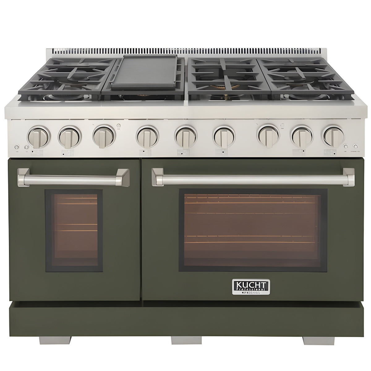 Kucht 36" Pro-Style Propane Gas Dual Fuel Range with 4 Burners in Olive Green - KDF362/LP-OG