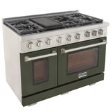Kucht Professional 48" 6.7 cu. ft. Natural Gas Range in Olive Green with Silver Accents -  KFX480-G