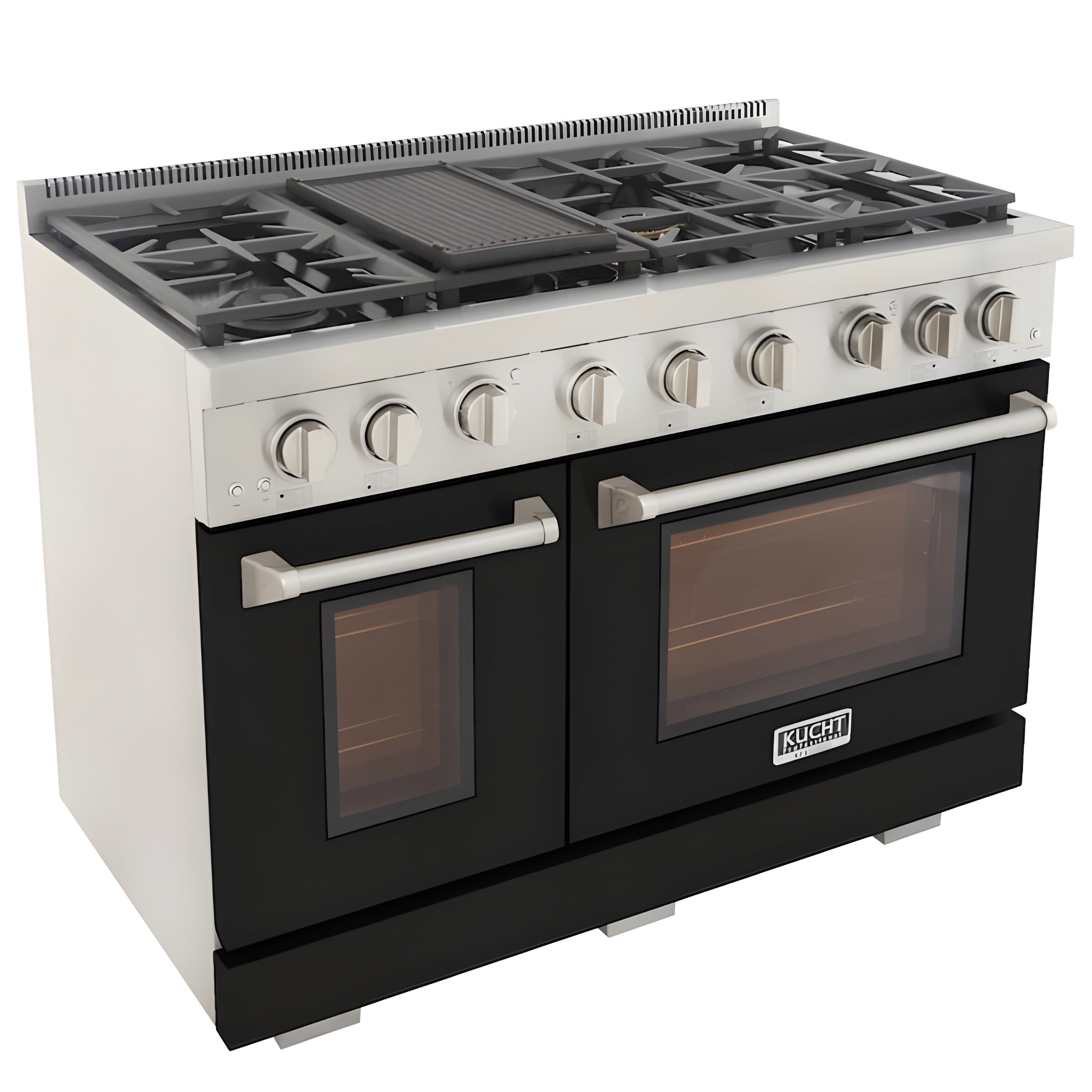Kucht Professional 48" 6.7 cu. ft. Natural Gas Range in Black with Silver Accents - KFX480-BK