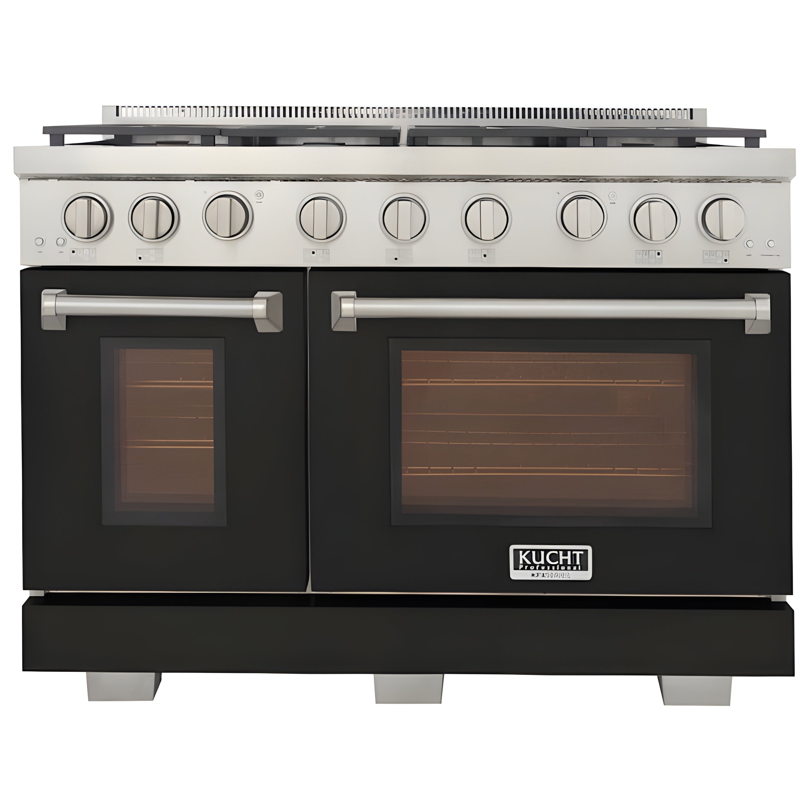 Kucht Professional 48" 6.7 cu. ft. Natural Gas Range in Black with Silver Accents - KFX480-BK