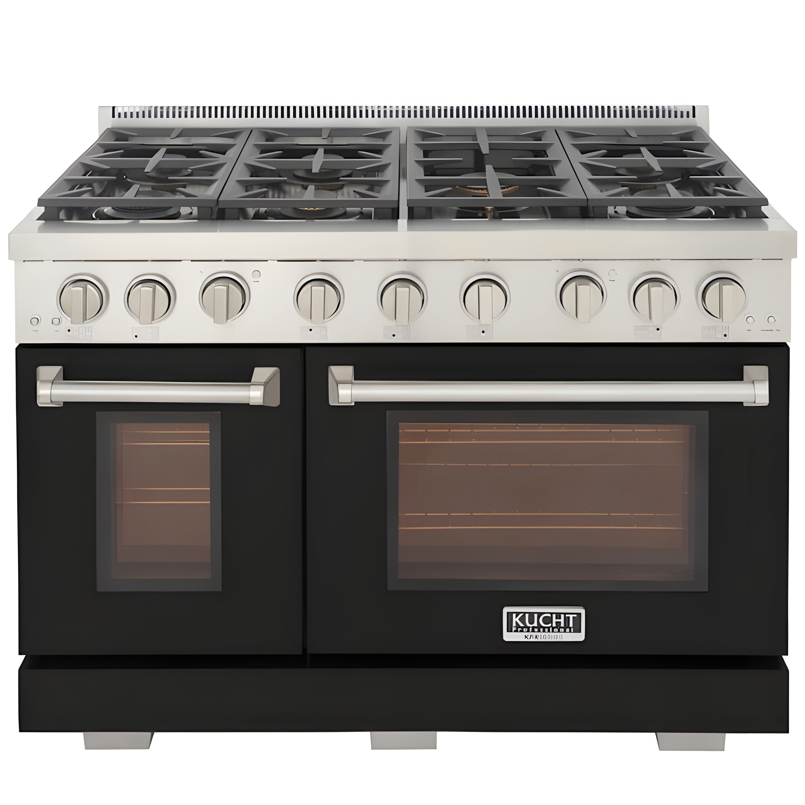 Kucht Professional 48" 6.7 cu. ft. Natural Gas Range in Black with Silver Accents - KFX480-BK