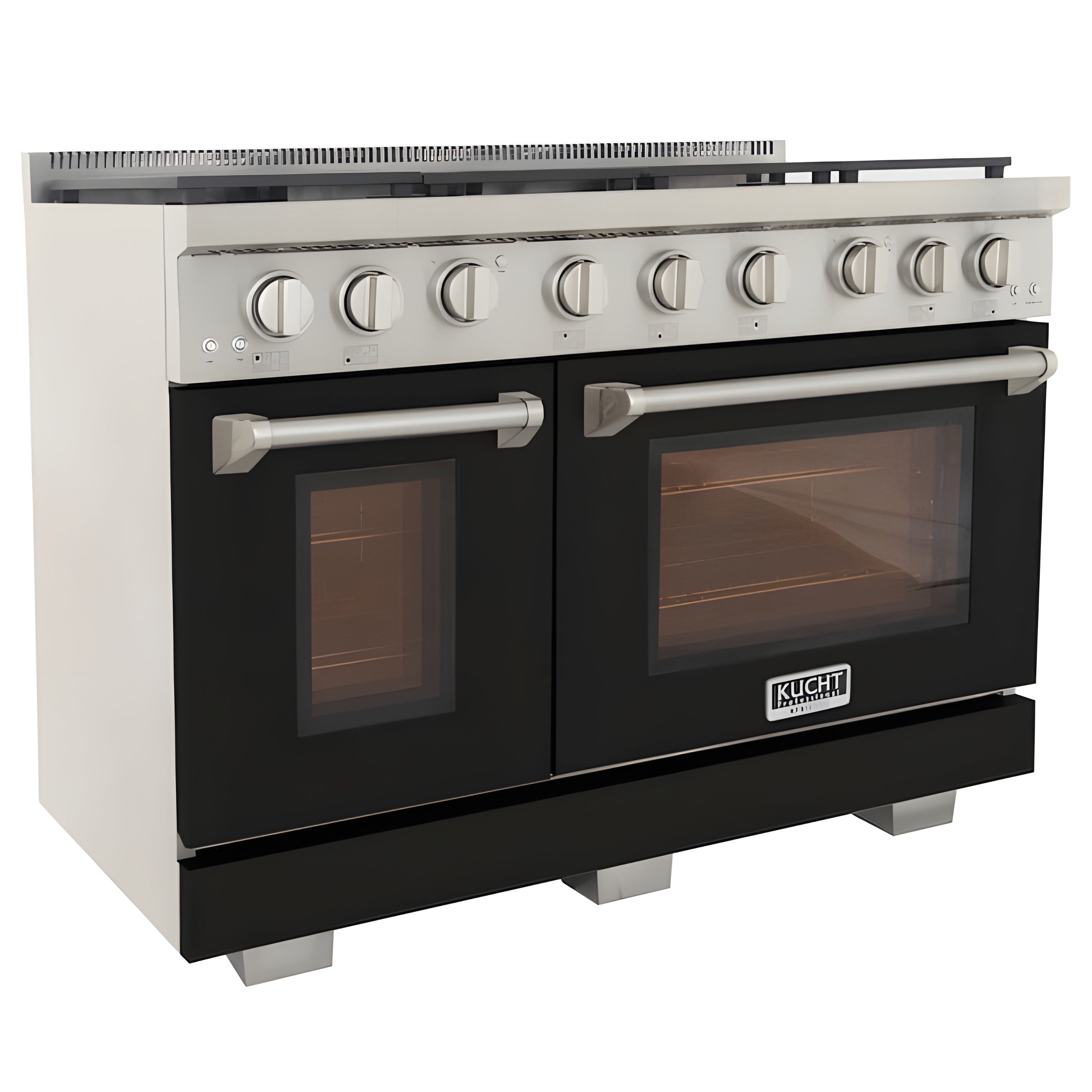 Kucht Professional 48" 6.7 cu. ft. Natural Gas Range in Black with Silver Accents - KFX480-BK