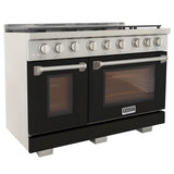 Kucht Professional 48" 6.7 cu. ft. Propane Gas Range in Black with True Simmer Burners - KFX4800X/LP-BK