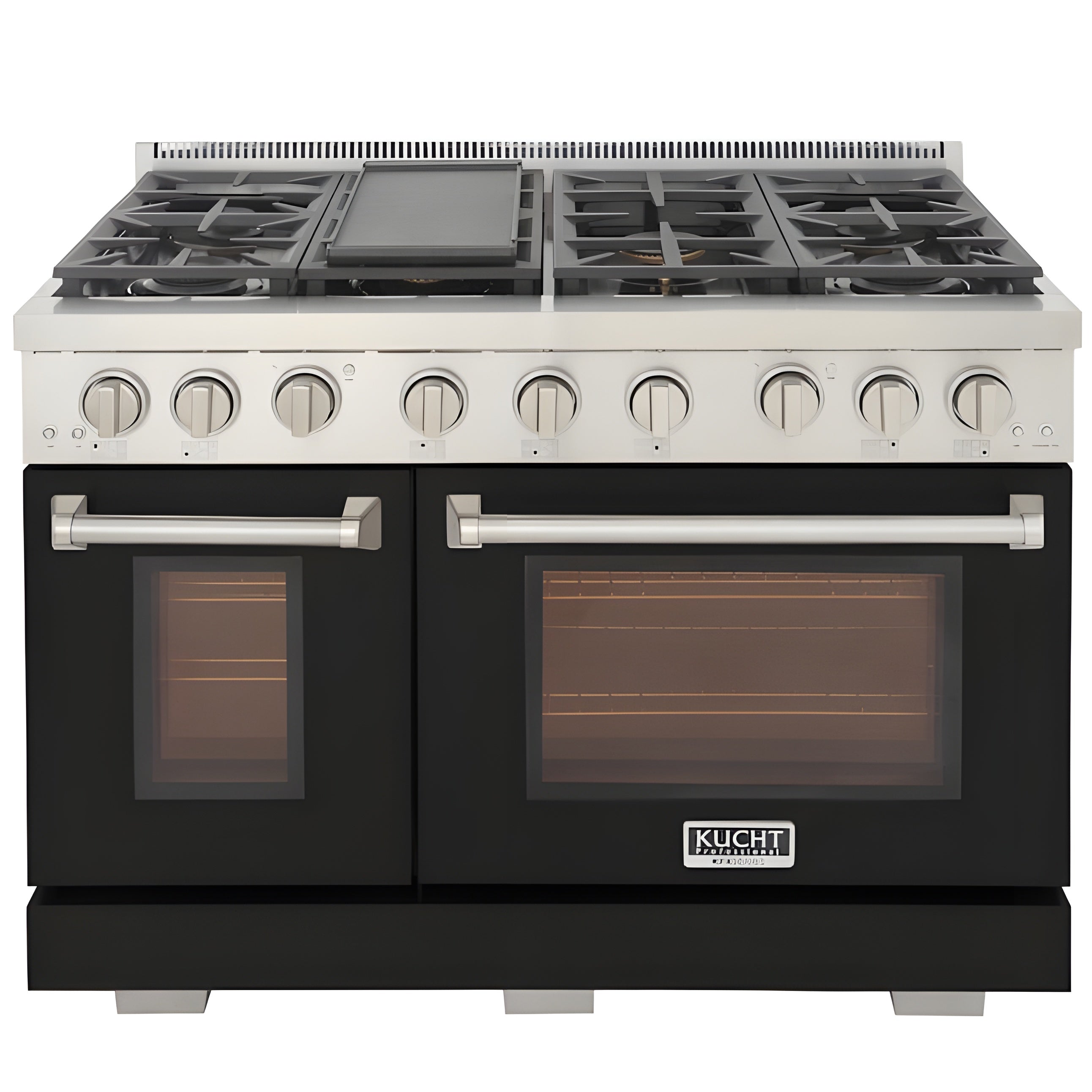 Kucht Professional 48" 6.7 cu. ft. Natural Gas Range in Black with Silver Accents - KFX480-BK