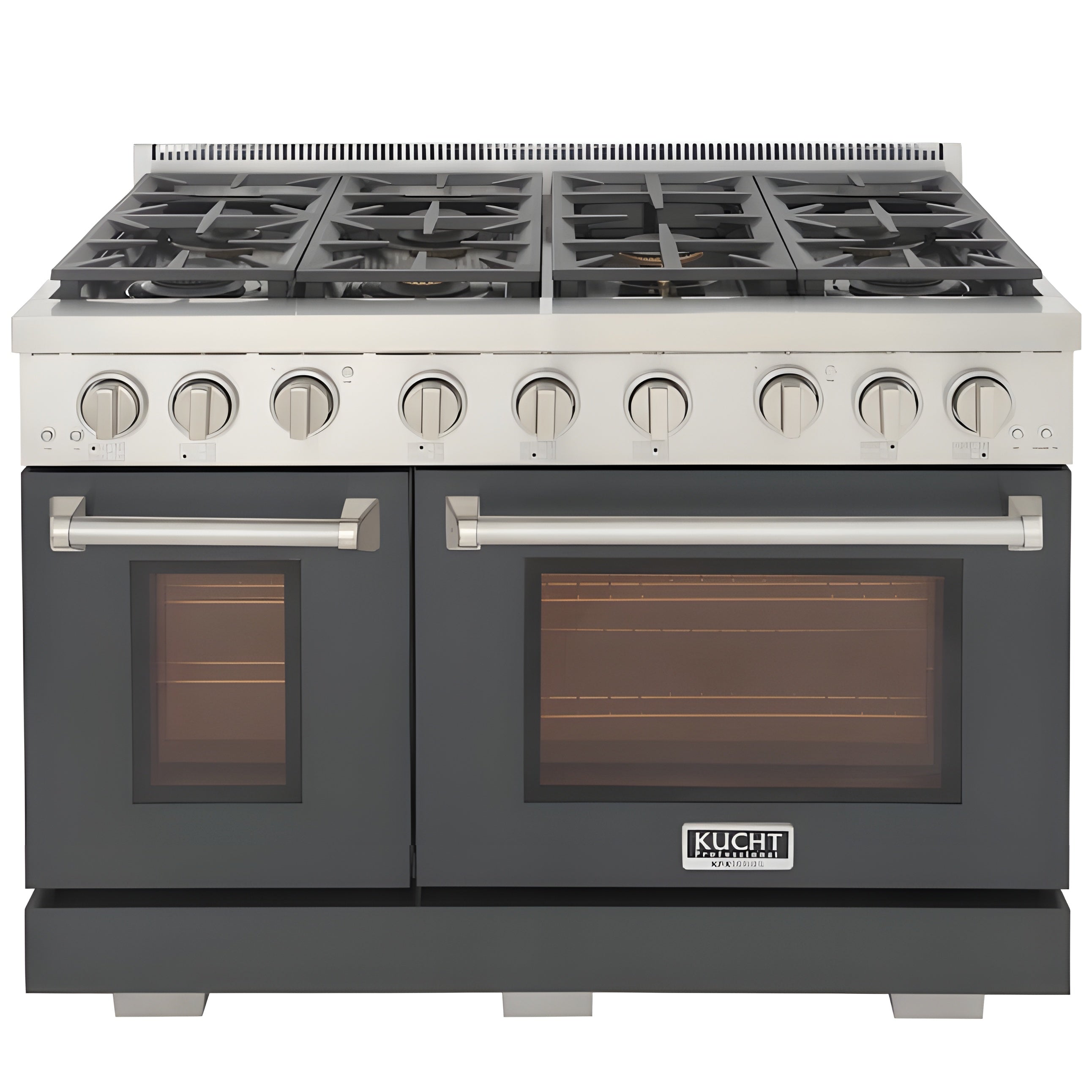 Kucht Professional 48" 6.7 cu. ft. Propane Gas Range in Cement Gray with Silver Accents - KFX480/LP-GY