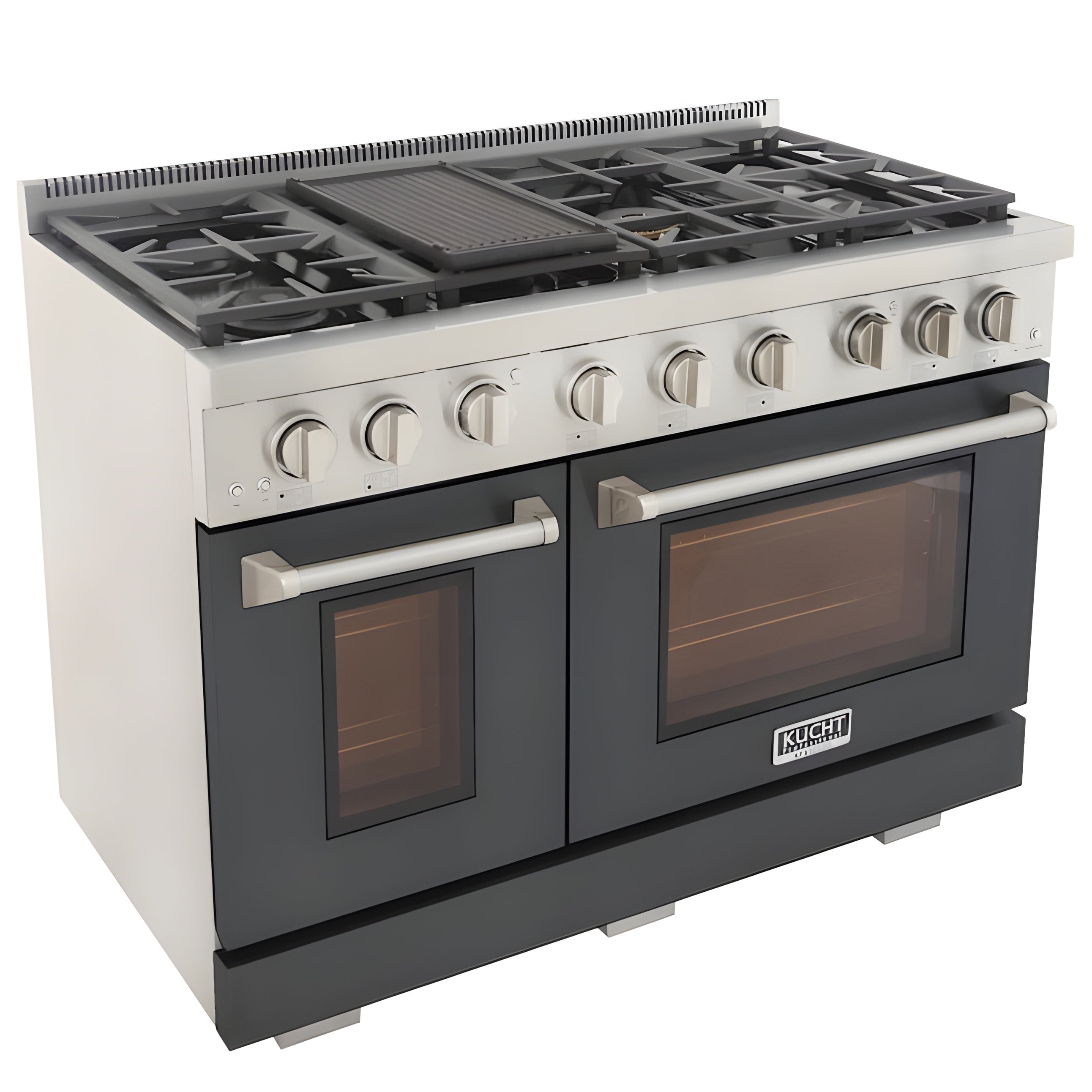 Kucht Professional 48" 6.7 cu. ft. Propane Gas Range in Cement Gray with Silver Accents - KFX480/LP-GY