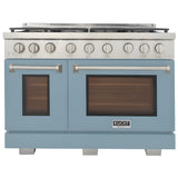 Kucht Professional 48" 6.7 cu. ft. Propane Gas Range in Light Blue with Silver Accents - KFX480/LP-LB