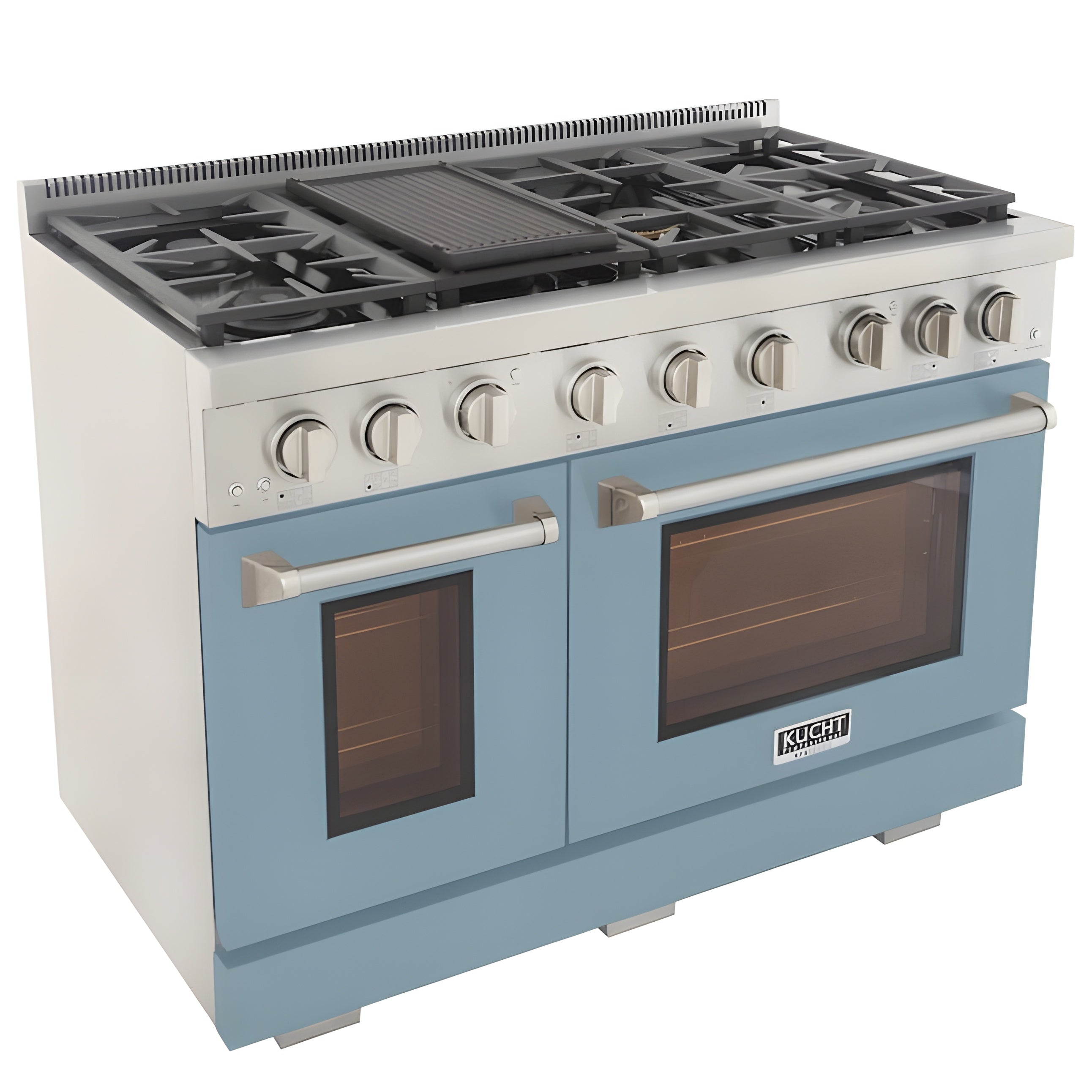 Kucht Professional 48" 6.7 cu. ft. Propane Gas Range in Light Blue with Silver Accents - KFX480/LP-LB