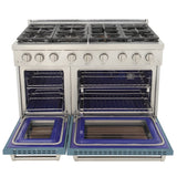 Kucht Professional 48" 6.7 cu. ft. Propane Gas Range in Light Blue with Silver Accents - KFX480/LP-LB