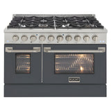 Kucht Professional 48" 6.7 cu ft. Natural Gas Range in Cement Gray with Silver Accents - KNG481-GR