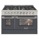 Kucht 48" Pro-Style Natural Gas Dual Fuel Range with 4 Burners in Gray - KDF482-GR