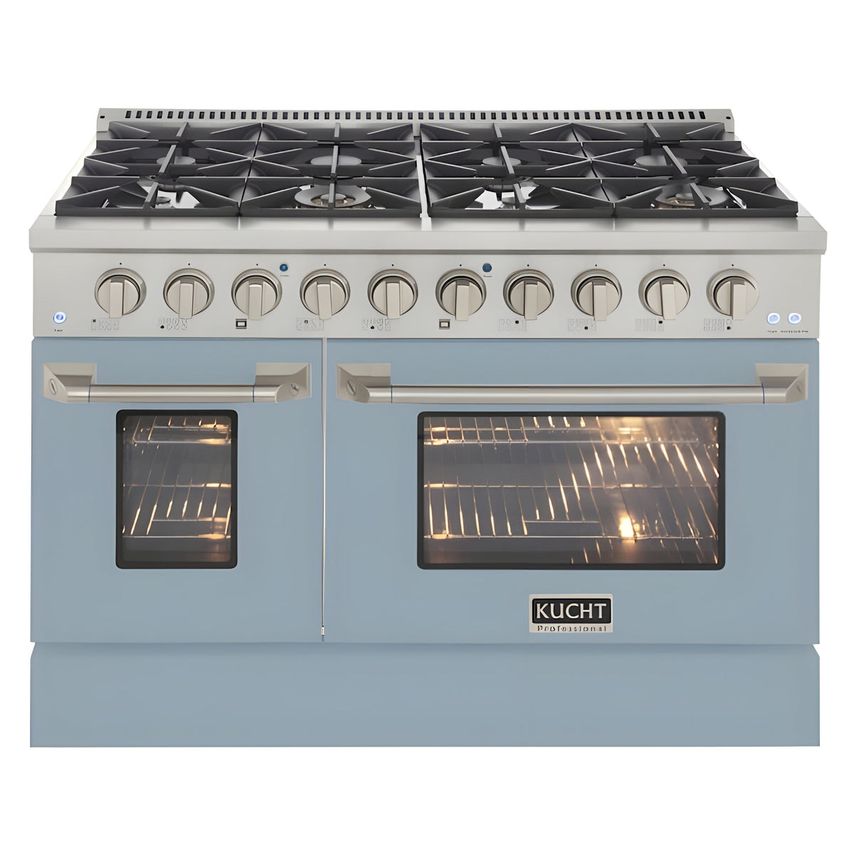 Kucht Professional 48" 6.7 cu ft. Propane Gas Range in Light Blue with Silver Accents - KNG481/LP-LB