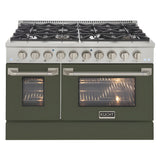 Kucht 48" Pro-Style Natural Gas Dual Fuel Range with 4 Burners in Olive Green - KDF482-OG