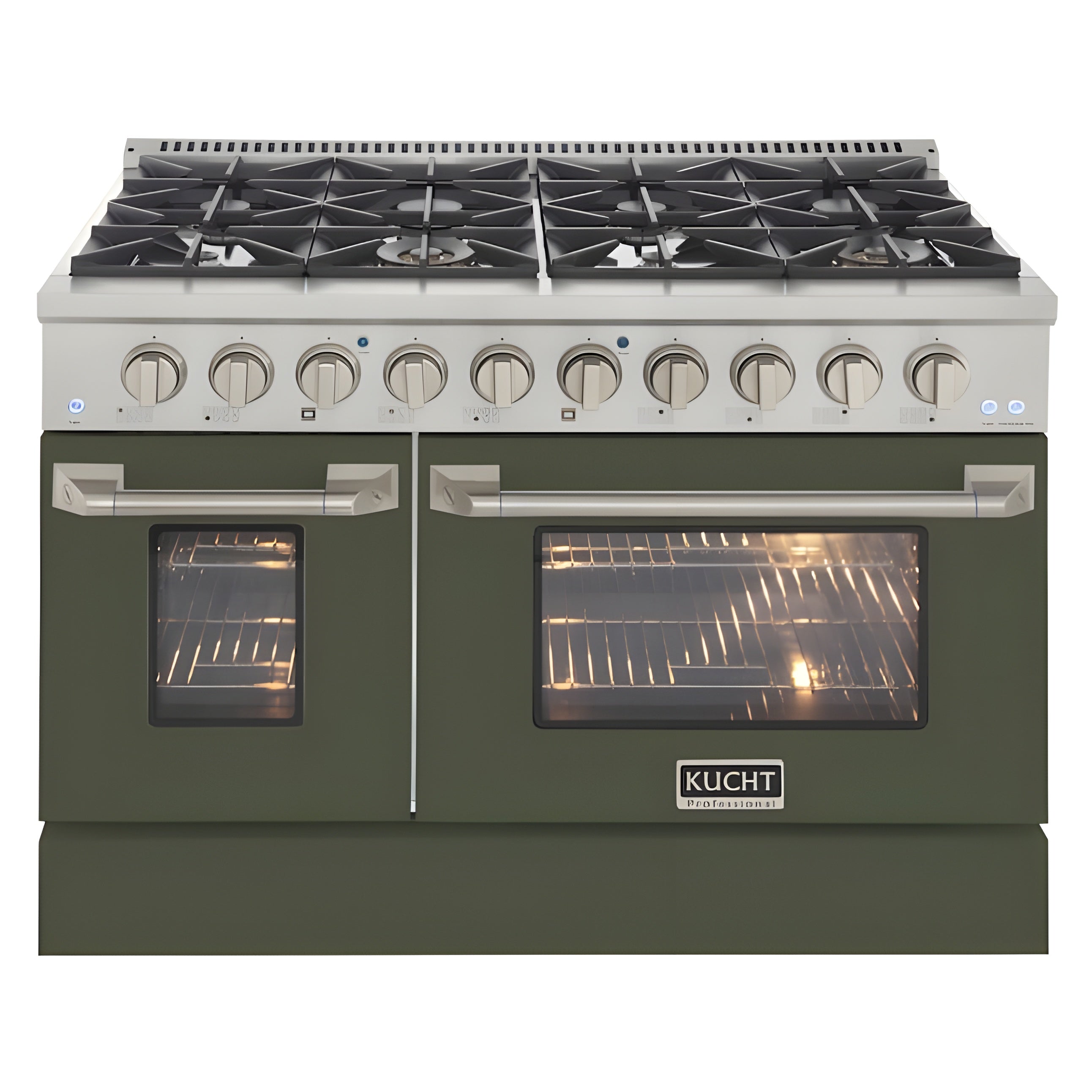 Kucht 48" Pro-Style Natural Gas Dual Fuel Range with 4 Burners in Olive Green - KDF482-OG