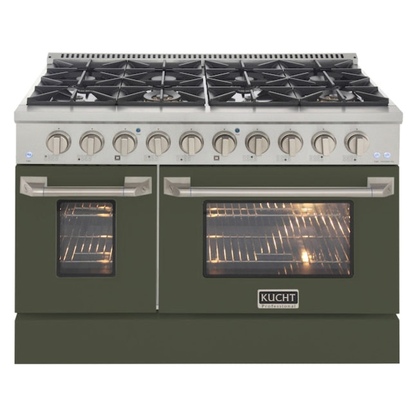 Kucht 48" Pro-Style Propane Gas Dual Fuel Range with 4 Burners in Olive Green -KDF482/LP-OG
