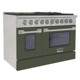 Kucht 48" Pro-Style Propane Gas Dual Fuel Range with 4 Burners in Olive Green -KDF482/LP-OG