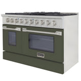 Kucht 48" Pro-Style Natural Gas Dual Fuel Range with 4 Burners in Olive Green - KDF482-OG