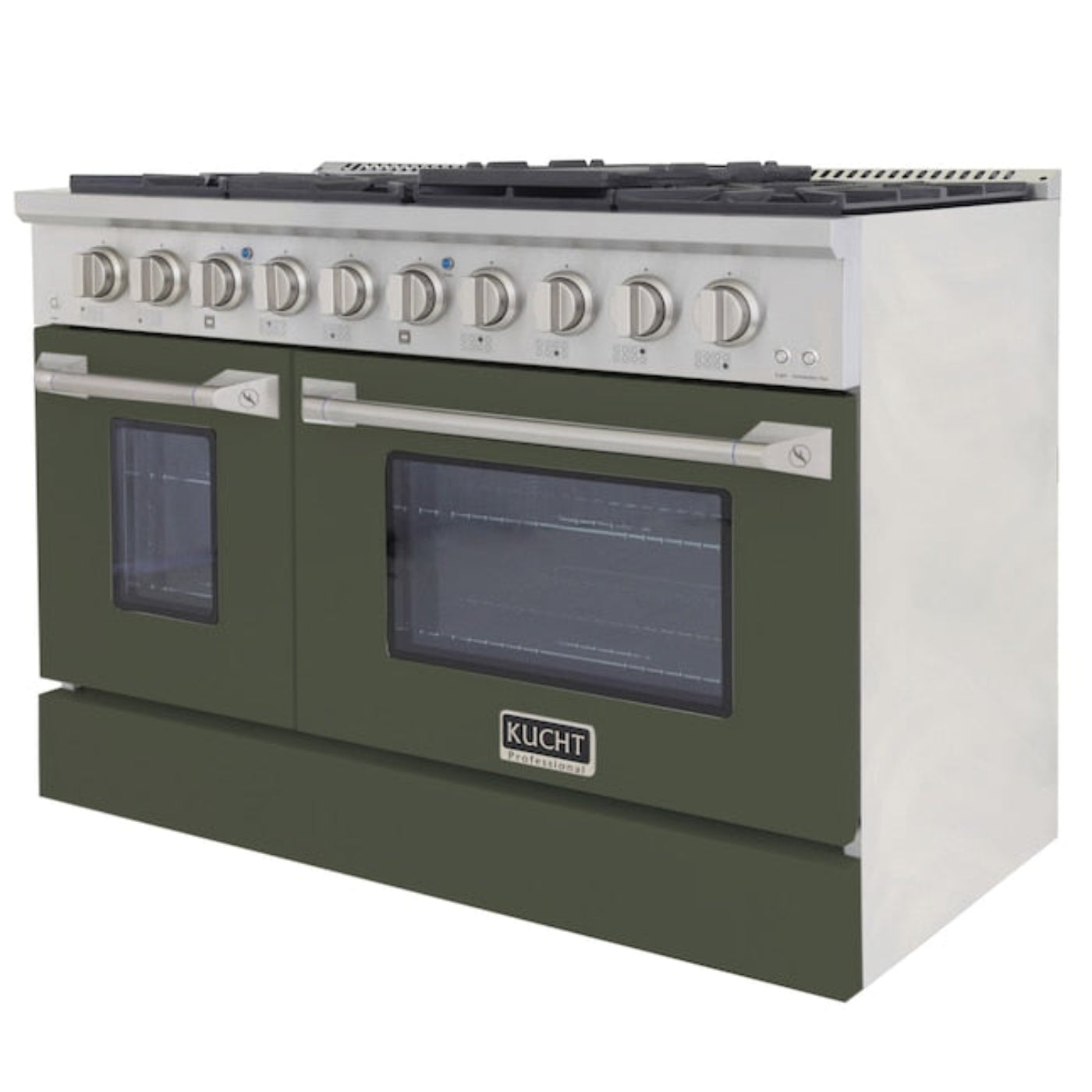 Kucht 48" Pro-Style Propane Gas Dual Fuel Range with 4 Burners in Olive Green -KDF482/LP-OG