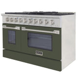 Kucht 48" Pro-Style Propane Gas Dual Fuel Range with 4 Burners in Olive Green -KDF482/LP-OG