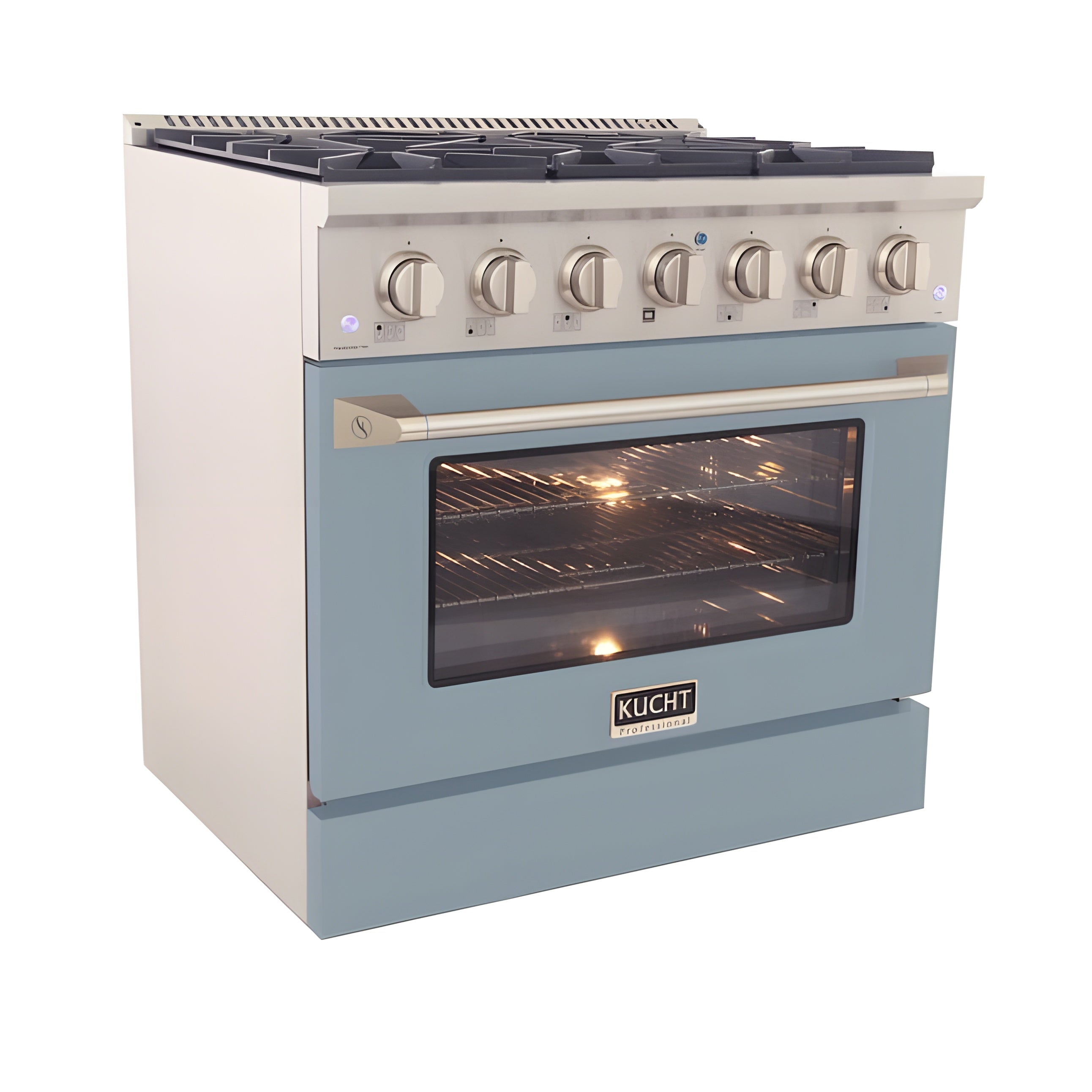 Kucht Professional 36" 5.2 cu ft. Natural Gas Range in Light Blue with Silver Accents - KNG361-LB