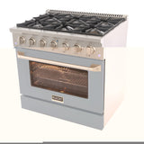 Kucht Professional 36" 5.2 cu ft. Natural Gas Range in Light Blue with Silver Accents - KNG361-LB
