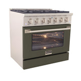 Kucht 36" Pro-Style Natural Gas Dual Fuel Range with 4 Burners in Olive Green - KDF362-OG