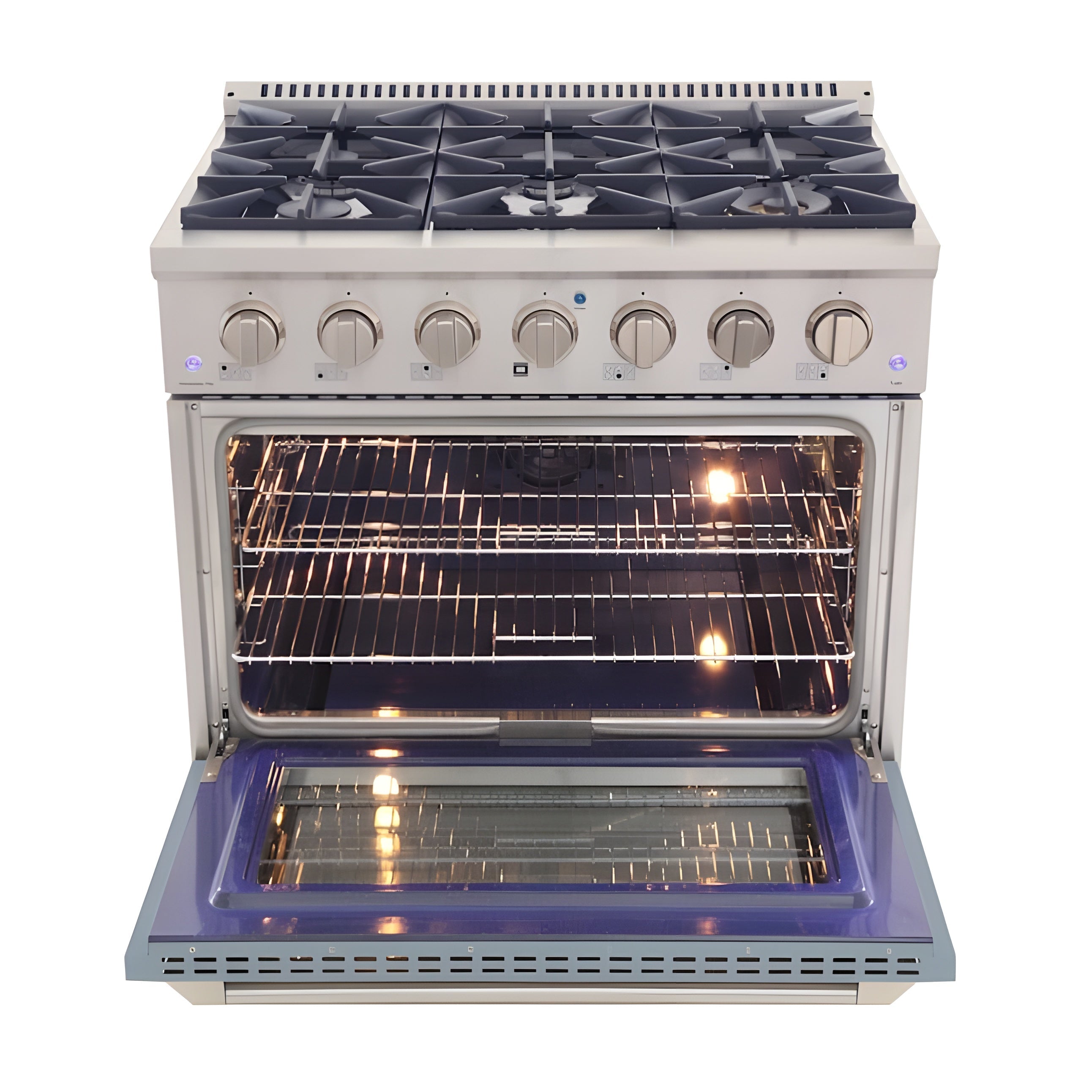 Kucht Professional 36" 5.2 cu ft. Natural Gas Range in Light Blue with Silver Accents - KNG361-LB