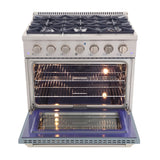 Kucht Professional 36" 5.2 cu ft. Natural Gas Range in Light Blue with Silver Accents - KNG361-LB